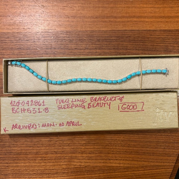 Sleeping Beauty Turquoise Rhodium Over Sterling Silver Tennis Bracelet - 8in - Picture 15 of 15